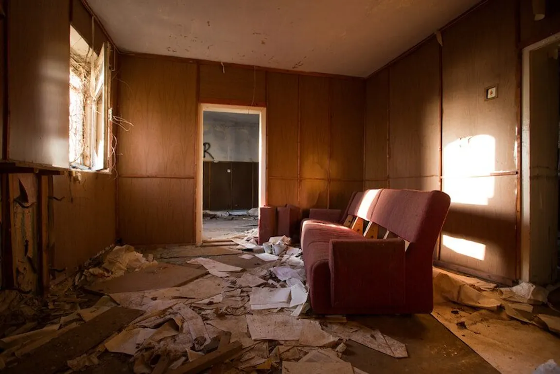 dirty house that squatters have lived in