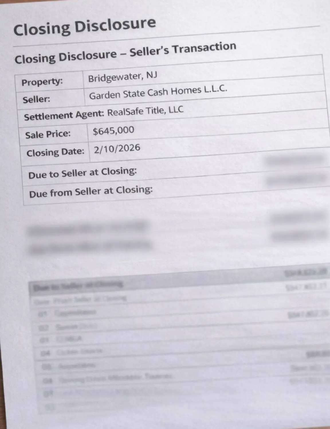 Closing Disclosure in NJ