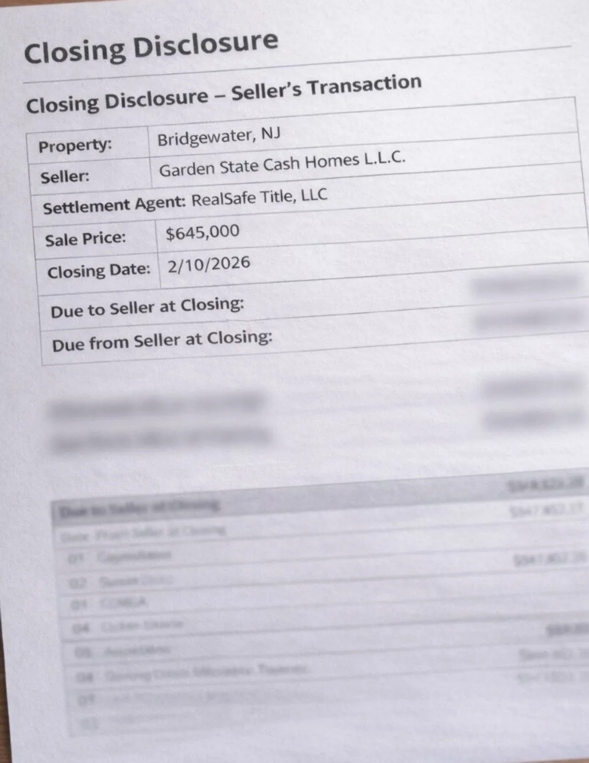 Closing Disclosure in NJ