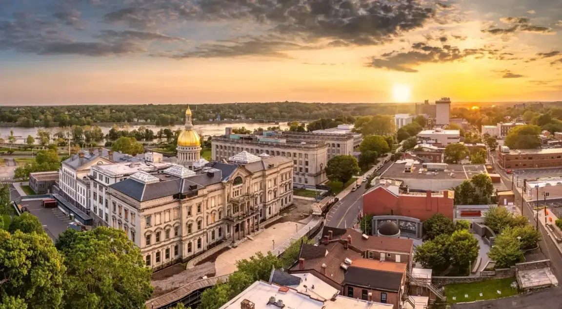 Sunrise View of Town in Mercer County