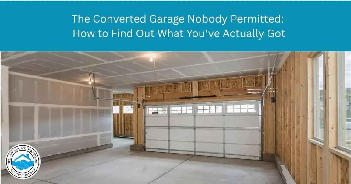 Converted garage bedroom in a San Antonio home with no building permit on record