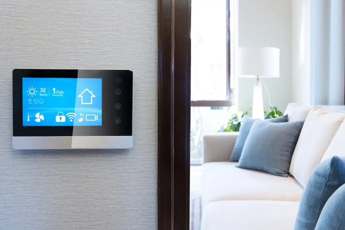Smart home panel on wall of house
