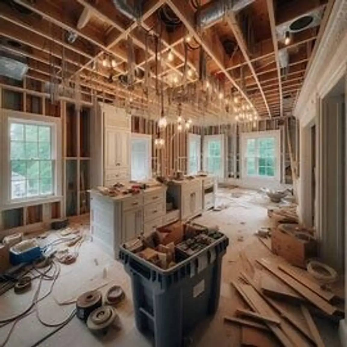 Richmond VA home with exposed wiring and unfinished renovation work