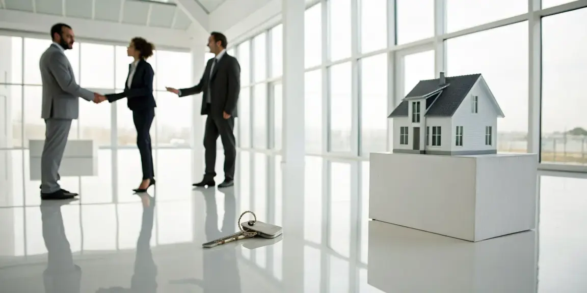 A handshake over a house model and keys after deciding on the best way to sell my house.A handshake over a house model and keys after deciding on the best way to sell my house.