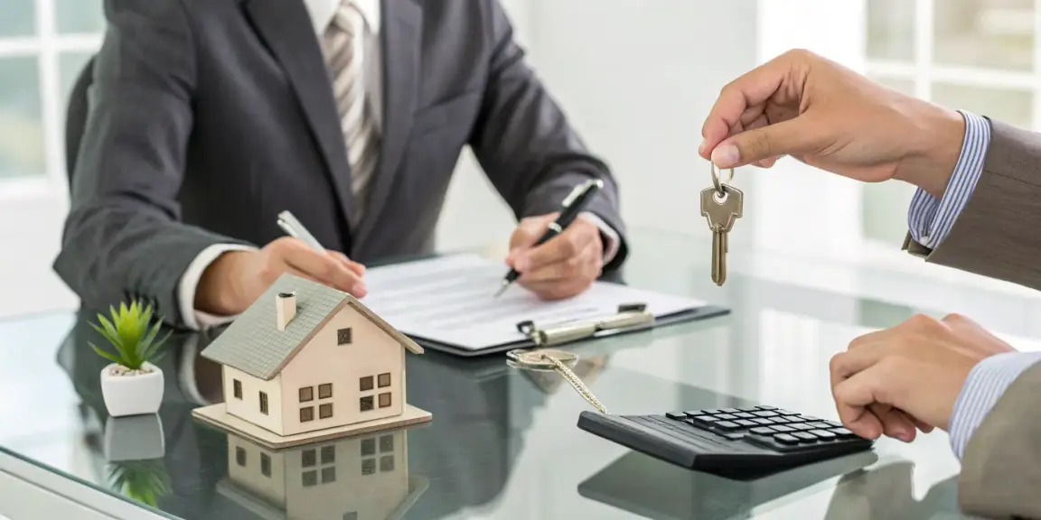 A homeowner selling a house that needs repairs for cash at a real estate closing.