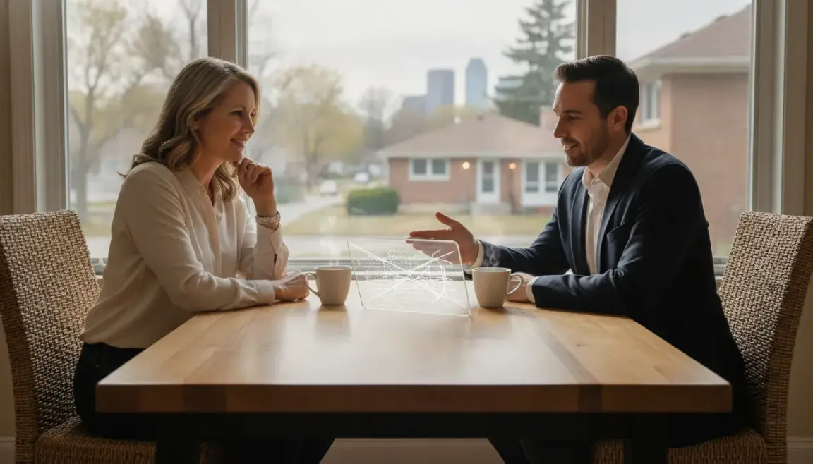 Michigan homeowner reviewing a cash home offer with a local home buyer