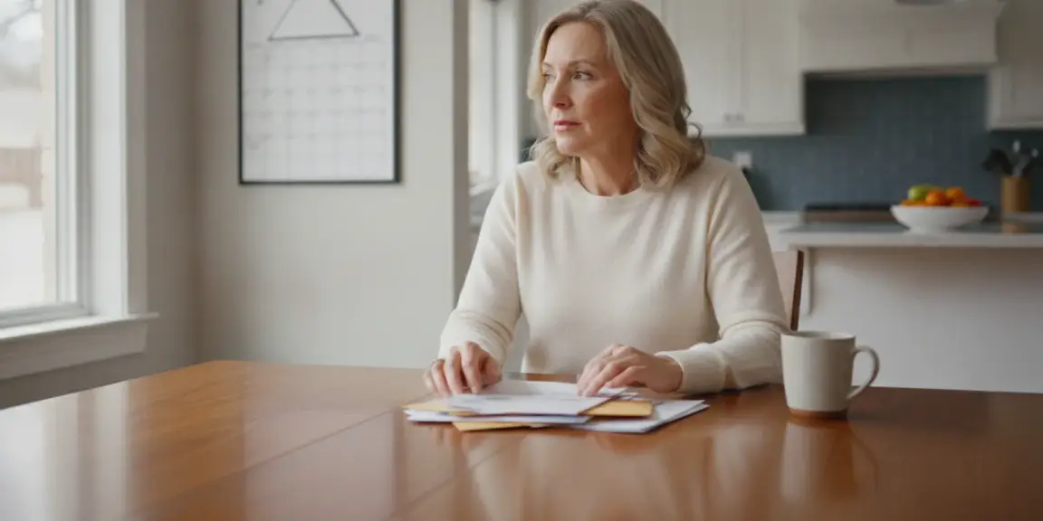 Michigan homeowner reviewing mortgage notices at a kitchen table