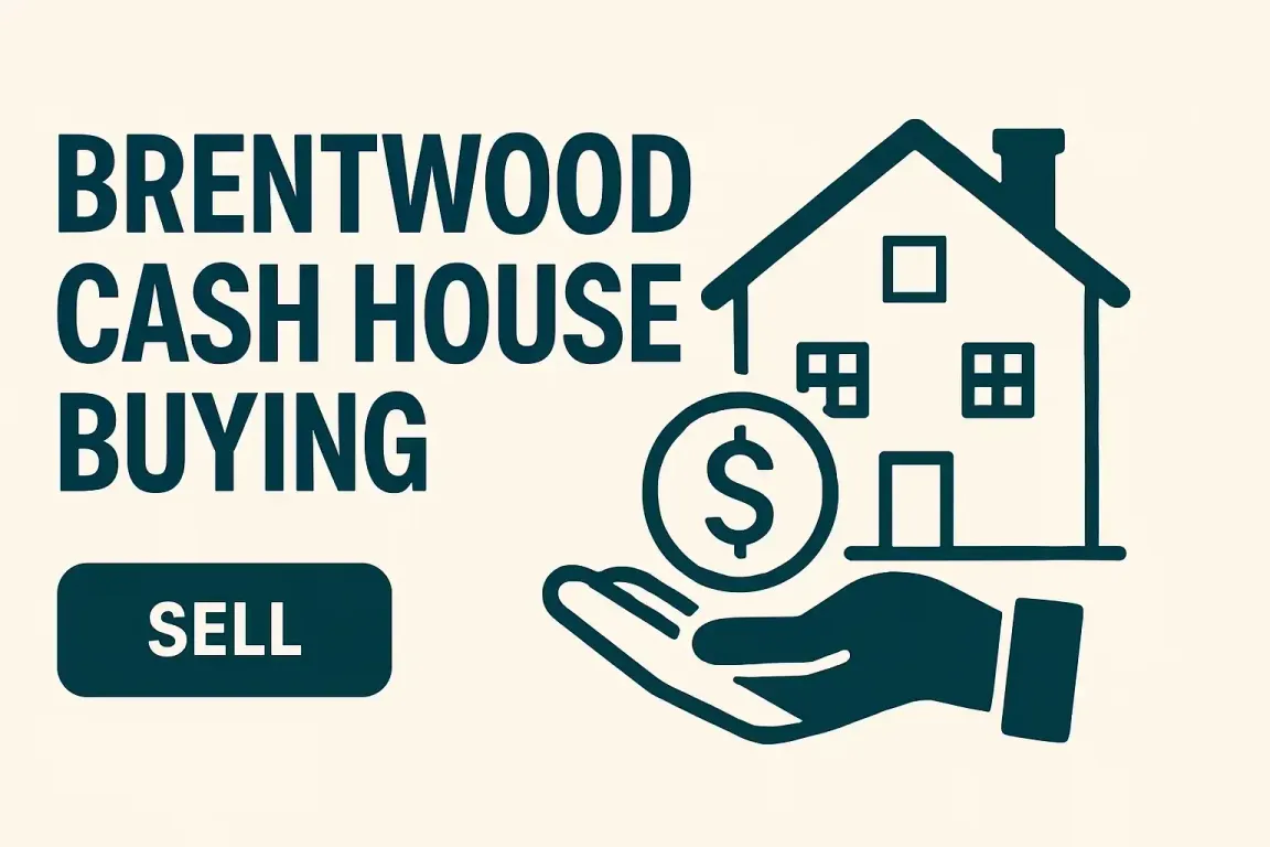 Sell my house fast Brentwood CA – cash house buying graphic with home and dollar illustration