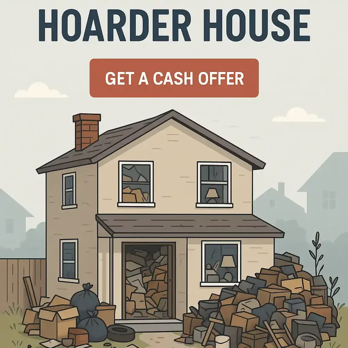 Sell hoarder house Vallejo fast with cash offer – cluttered property illustration