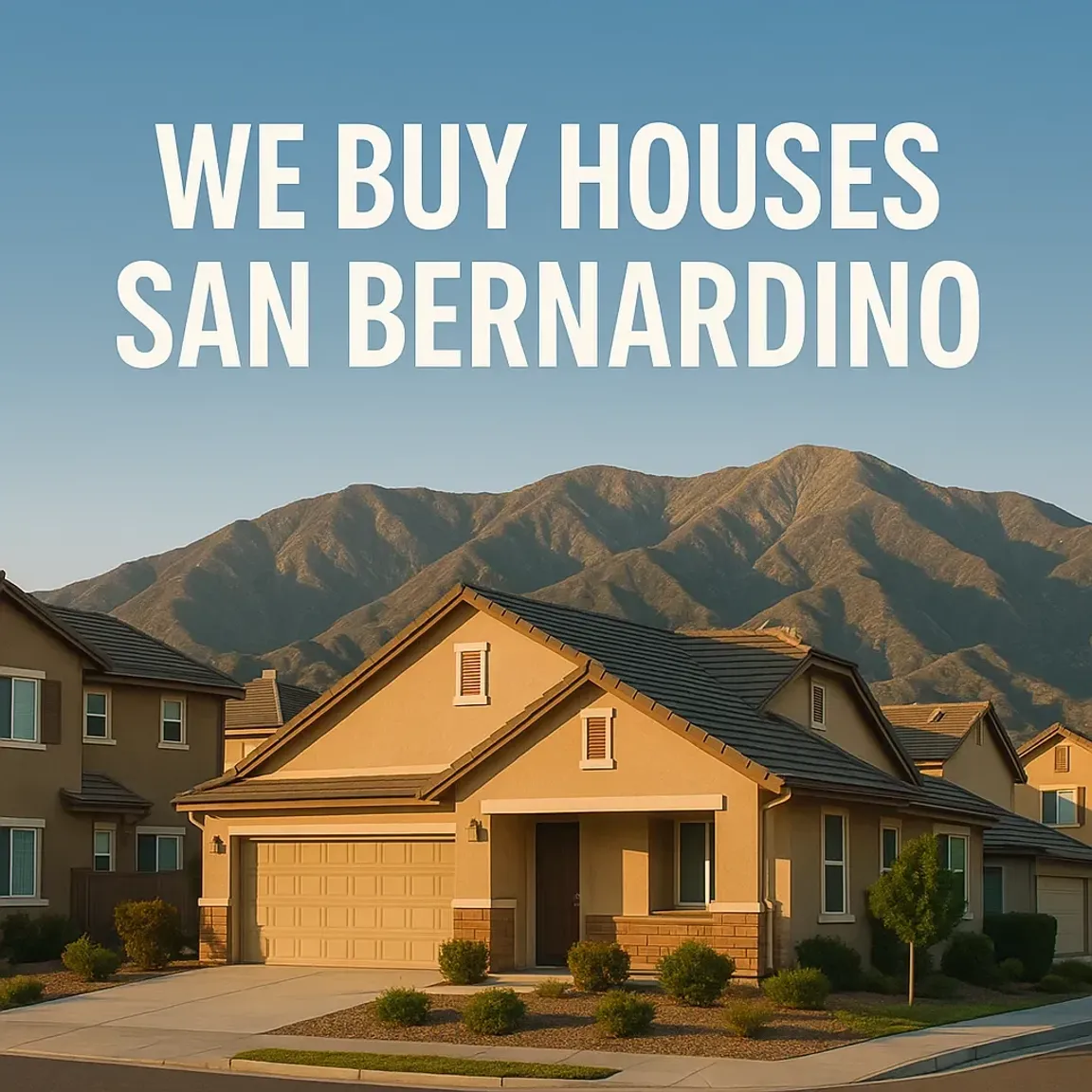 Modern suburban homes with mountain backdrop in San Bernardino — sell my house fast San Bernardino.
