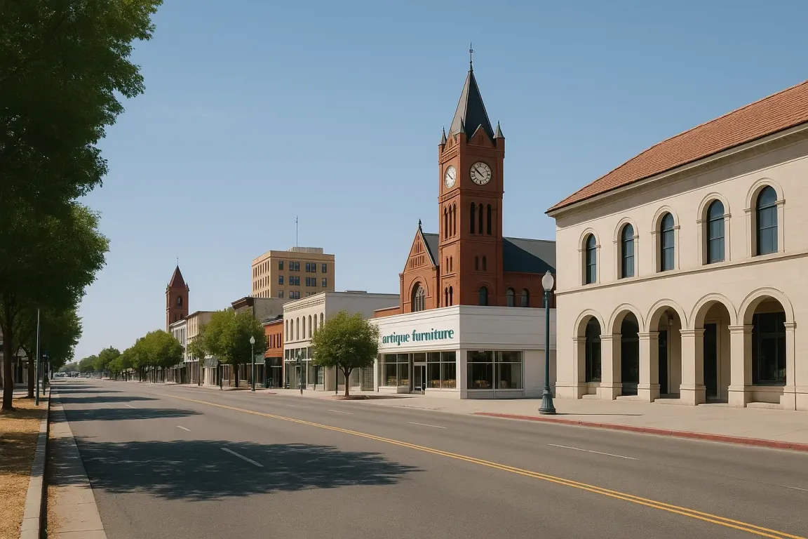 Downtown Yuba County street with historic buildings and clock tower on a clear day — ideal for a “sell my house fast Yuba County” cash buyer website.
