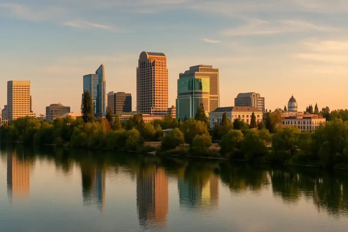 Sunset Sacramento skyline near Rancho Cordova for sell my house fast homeowners