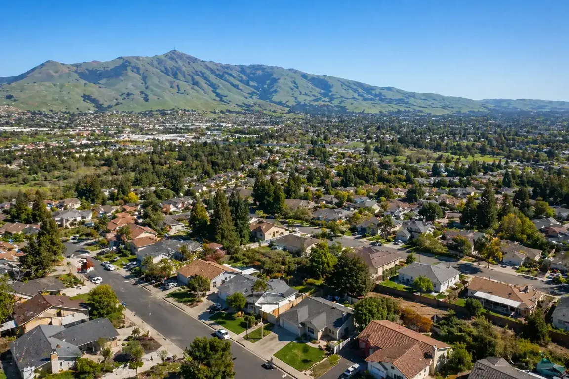 aerial view of fremont ca homes with mission peak in background sell my house fast fremont cash home buyers