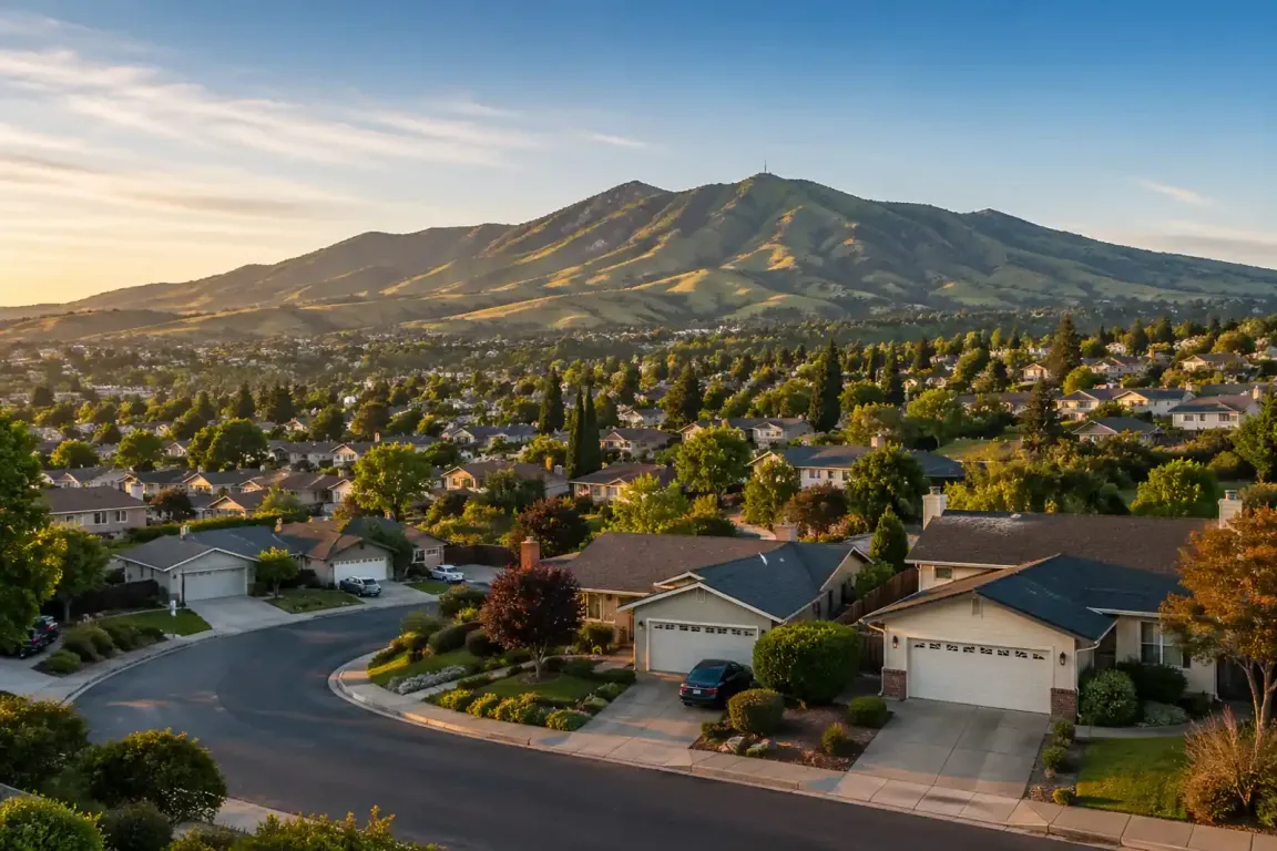 Concord California neighborhood with Mount Diablo in the background representing sell my house fast