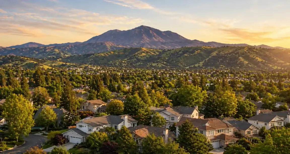 sell my house fast Walnut Creek CA neighborhood with Mount Diablo view during sunset showcasing suburban homes and rolling hills