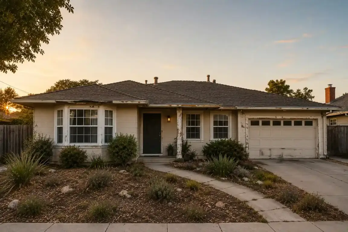 Sell my house fast Salinas CA hero image featuring a slightly distressed ranch style home in Salinas California by R&H Distressed Properties