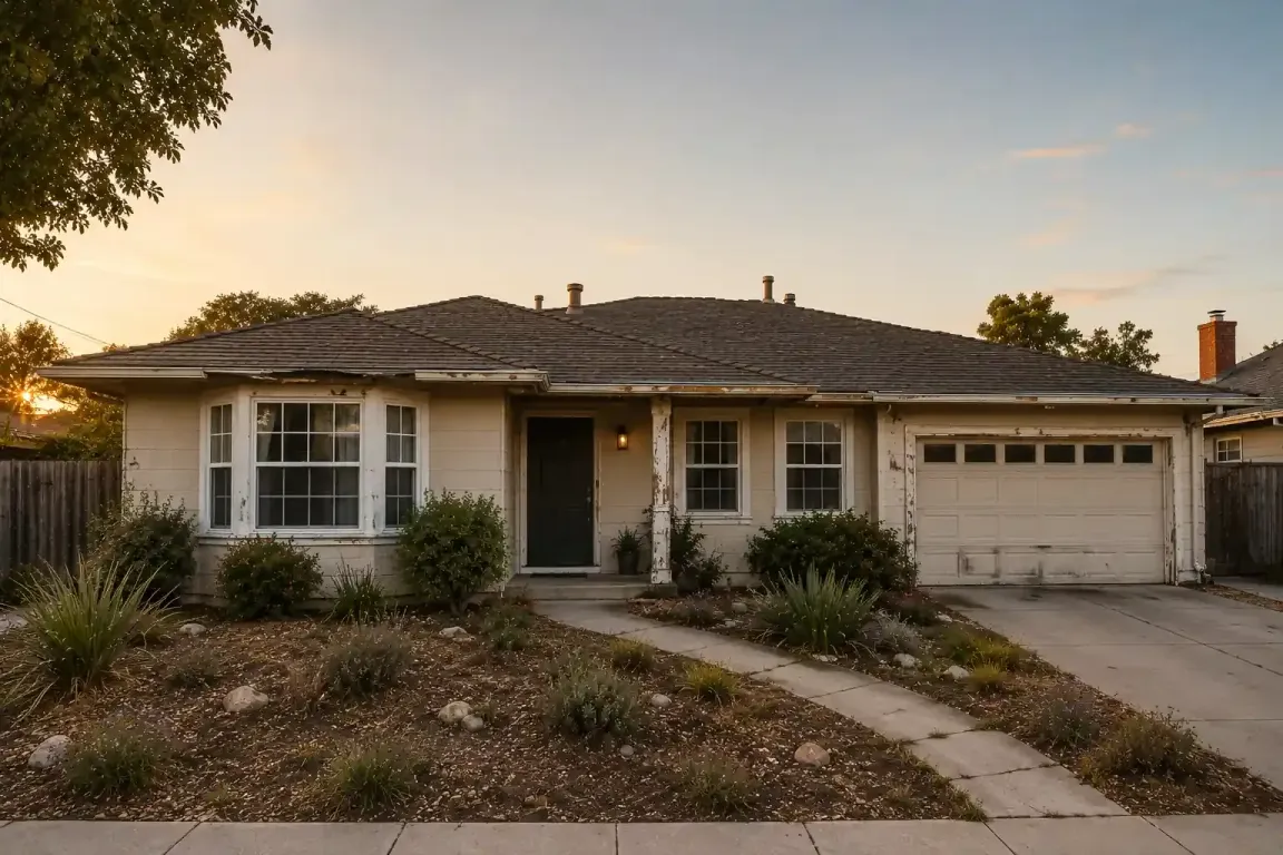Sell my house fast Salinas CA hero image featuring a slightly distressed ranch style home in Salinas California by R&H Distressed Properties