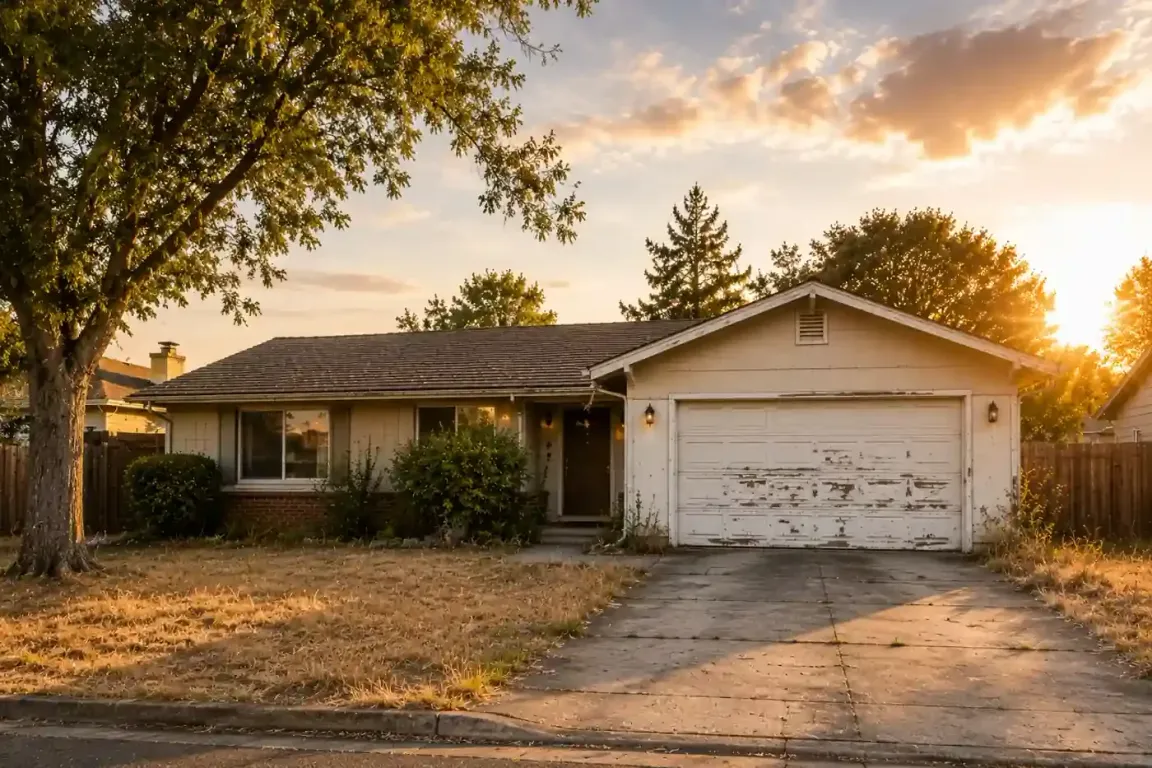 Pleasant Hill CA home with an older exterior and dry lawn representing homeowners who want to sell their house fast for cash to R&H Distressed Properties without repairs or realtor commissions