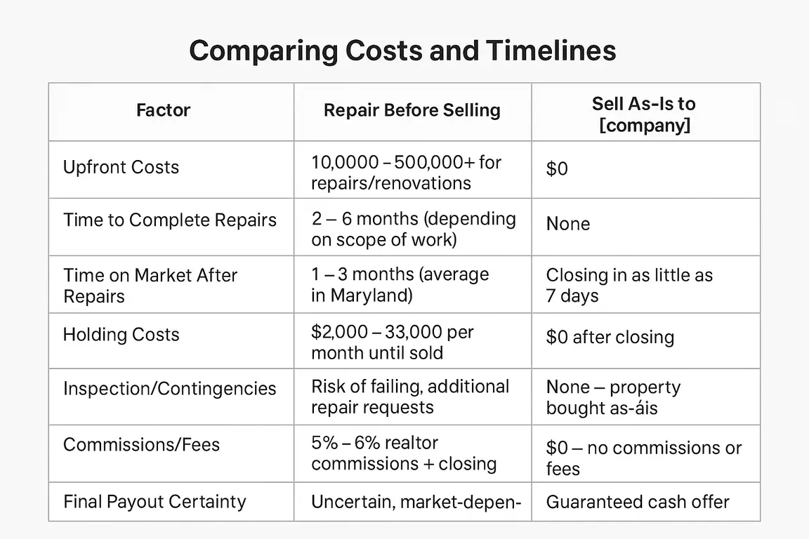 Should You Make Repairs to Your Maryland House Before Selling It