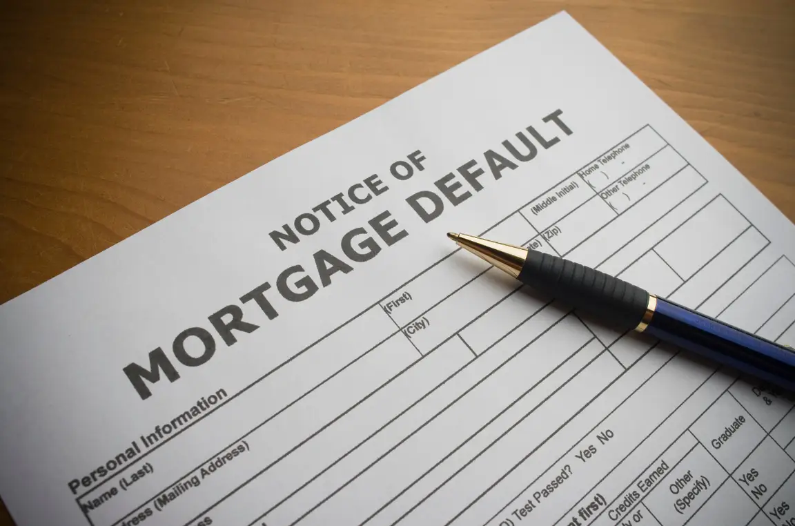 A notice of default for a mortgage payment