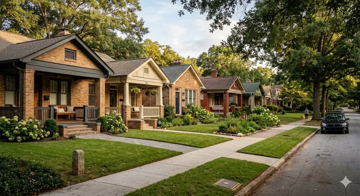 Row of DeKalb County investment properties financed through a cross-collateralized portfolio loan.