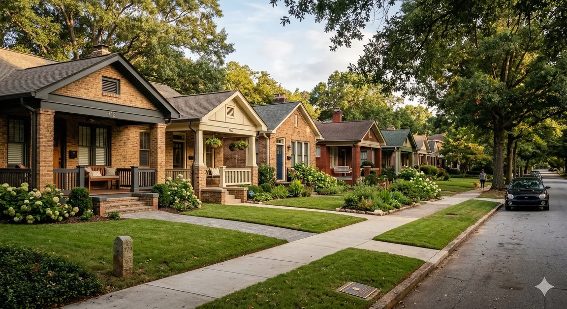 Row of DeKalb County investment properties financed through a cross-collateralized portfolio loan.