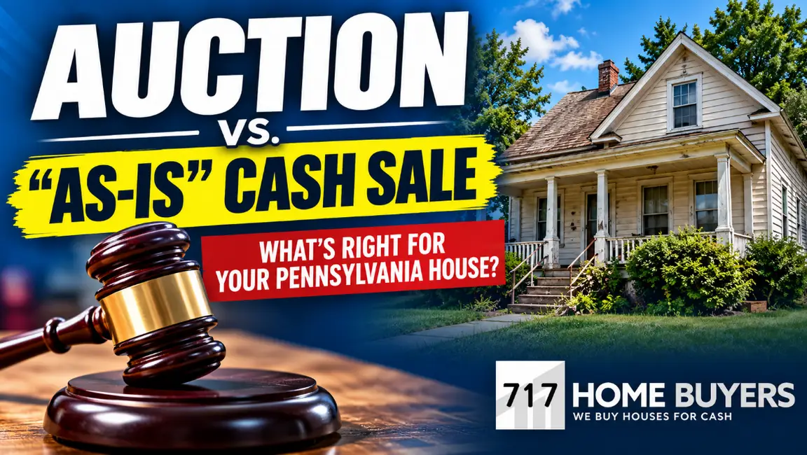 picture of an older house needing repair wiht the question auction or as-is cash sale, which is better for your home