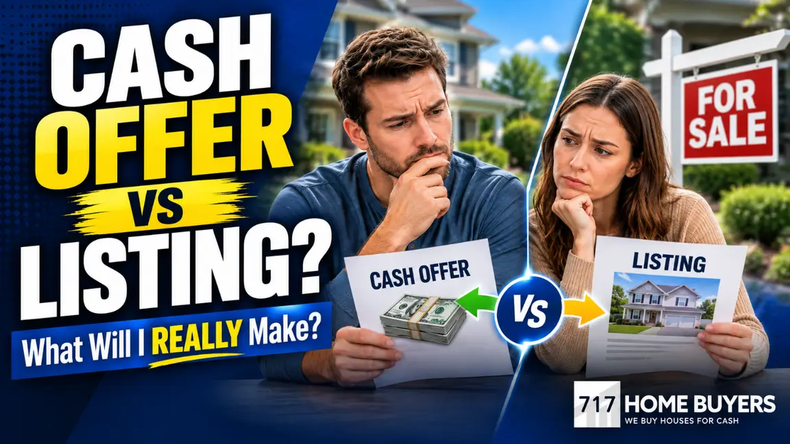 a couple comparing a cash offer of their home and a listing offer