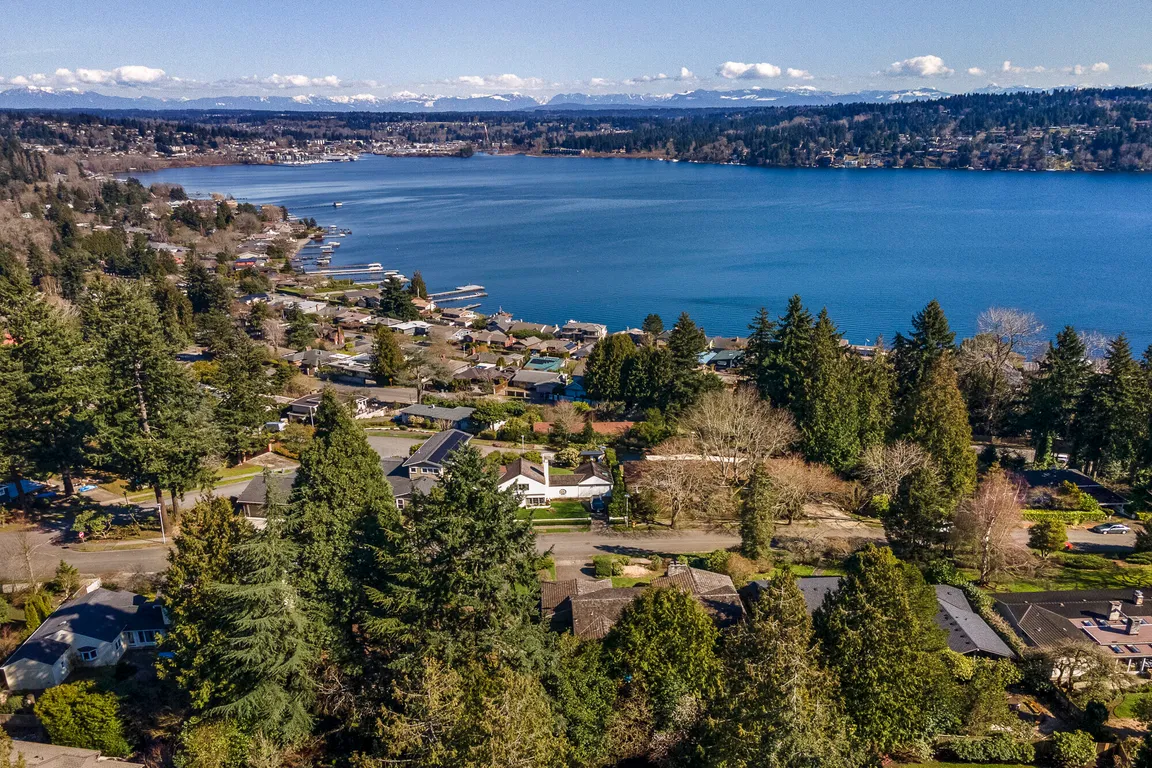 Aerial view of Lake Forest Park cityscape, featured by Brenner | Hill Real Estate
