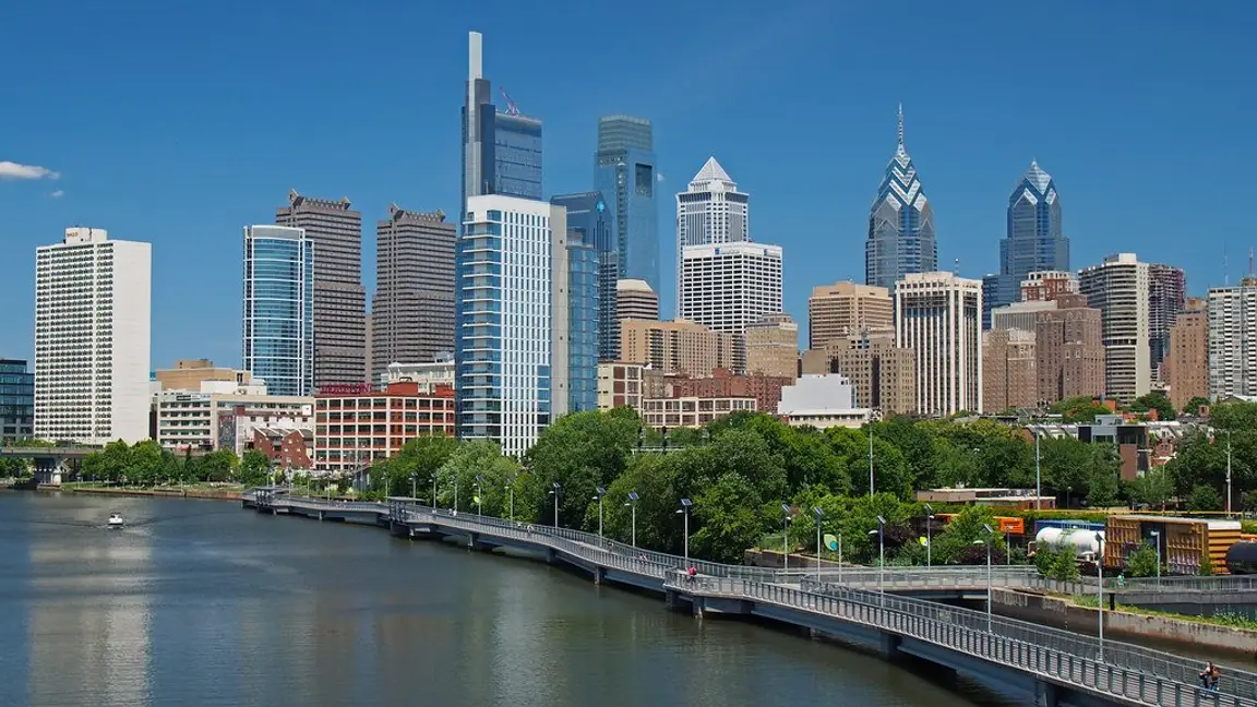 Philadelphia skyline, where we buy homes