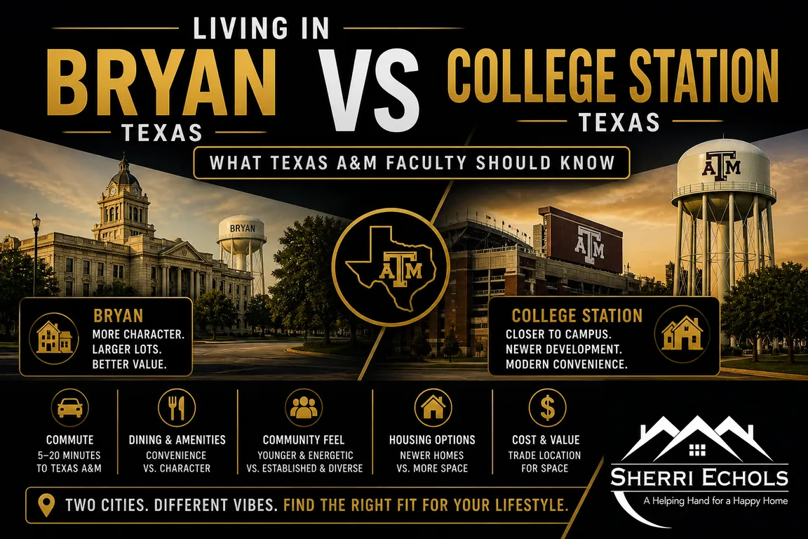 residential areas in Bryan and College Station Texas comparing neighborhoods and housing styles near Texas A&M