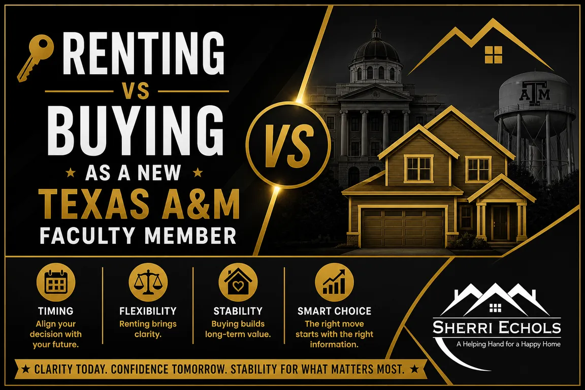 residential homes in College Station Texas representing renting vs buying decisions for Texas A&M faculty relocation