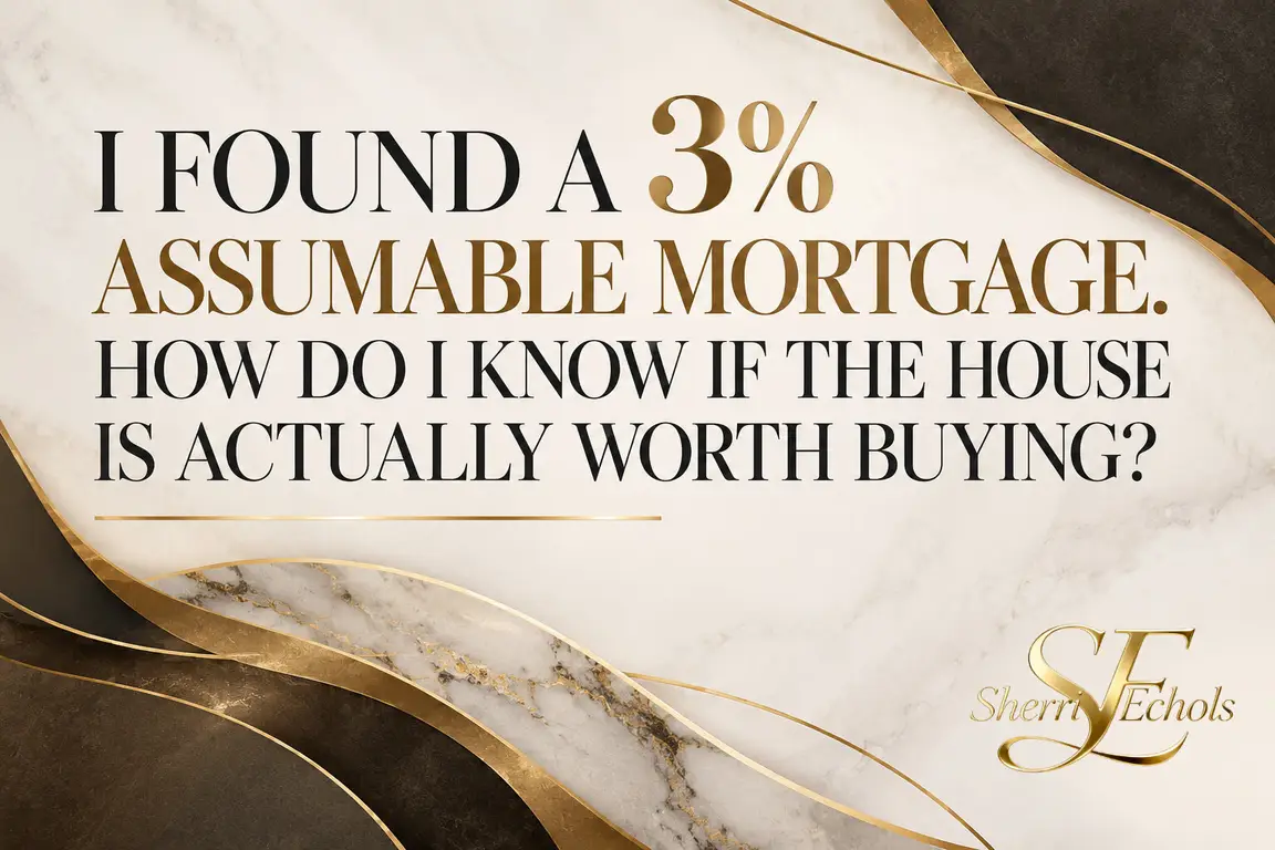 Buyer comparing a 3 percent assumable mortgage with home value, seller equity and alternative financing
