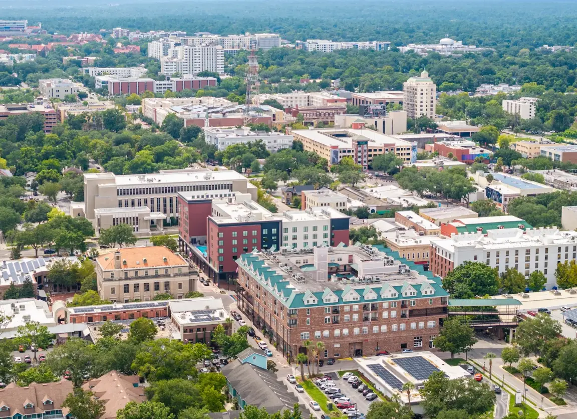 Aerial photo of downtown Gainesville FL