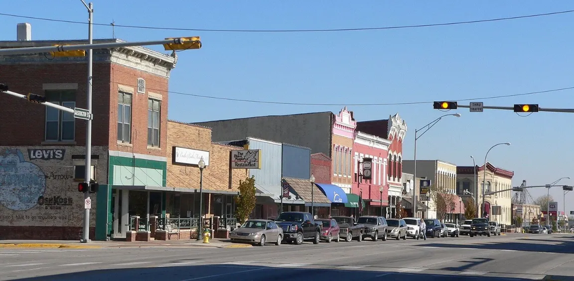 Downtown street in Blair, Nebraska.