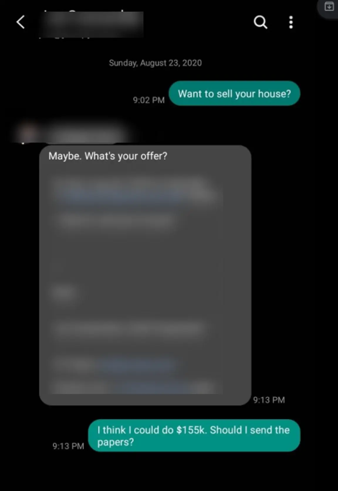 text to sell house