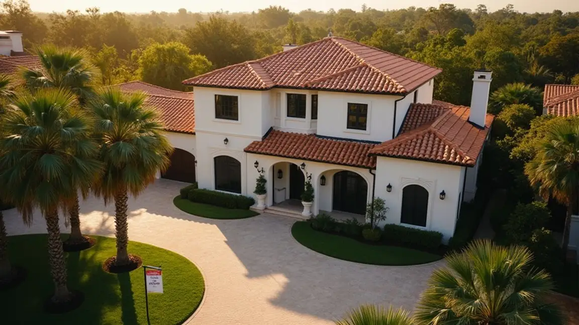 stately Florida house with an immaculate driveway