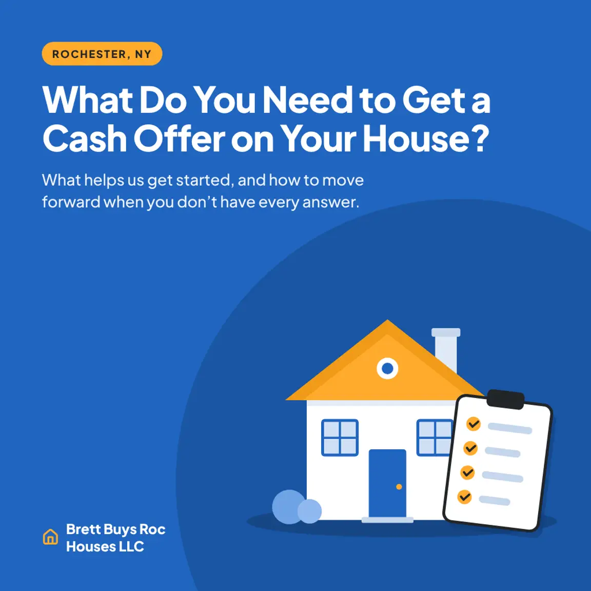 What you need to get a cash offer on your house in Rochester, NY: a house beside a checklist