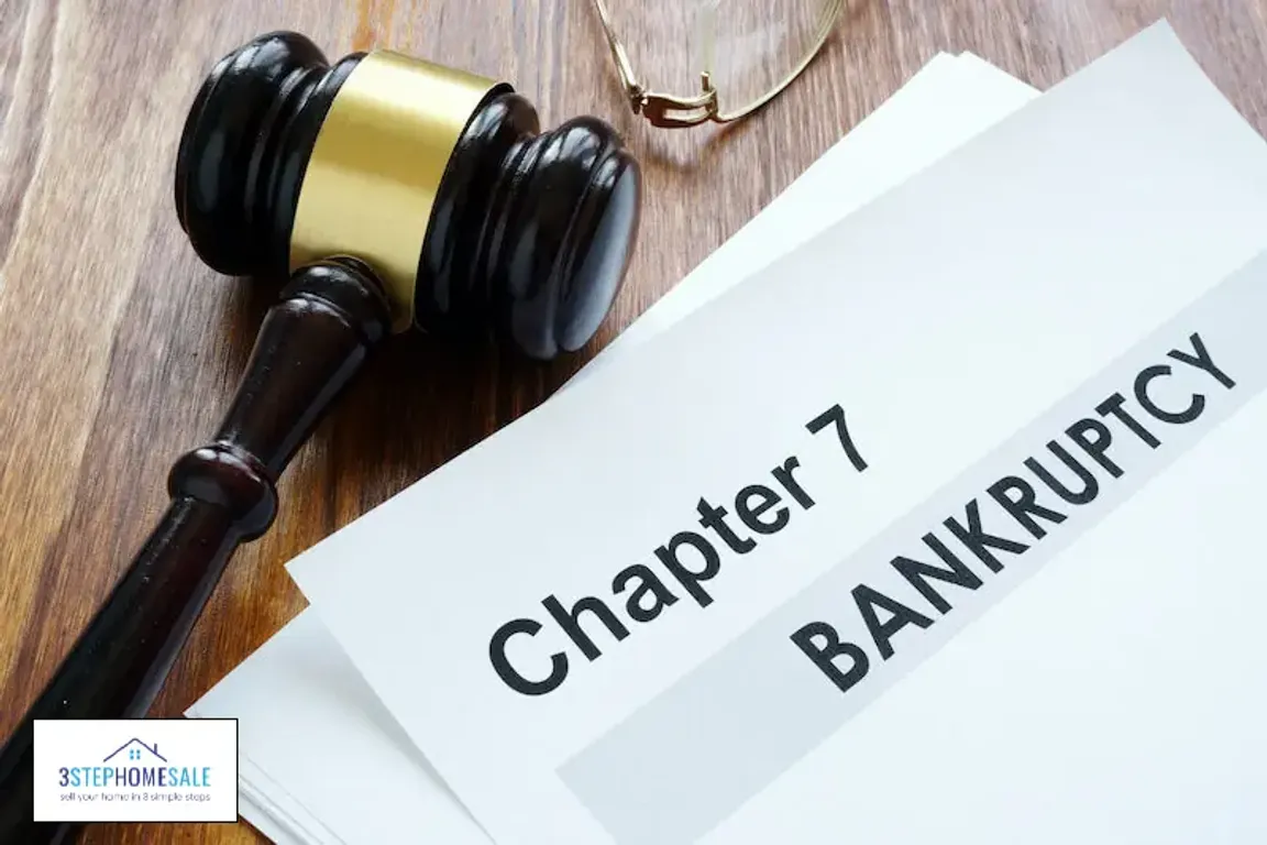 Chapter 7 bankruptcy paperwork and gavel
