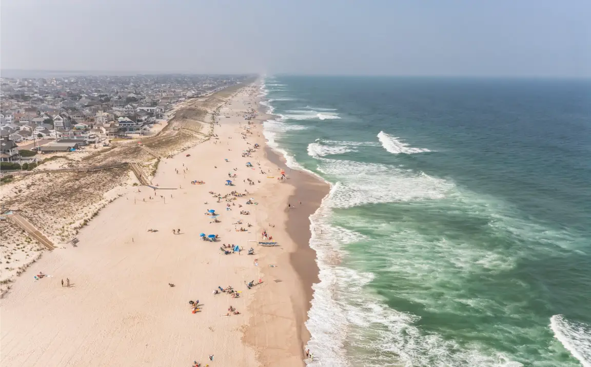 Aerial view of the beach at the Jersey Shore