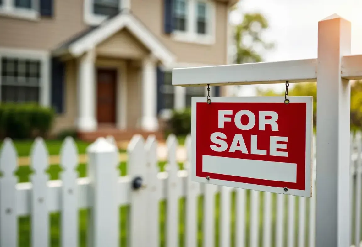 Sale sign in front of a house
