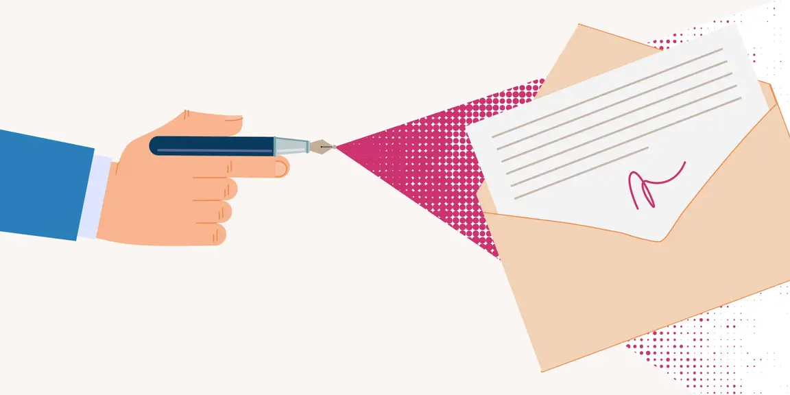 Hand writing on a letter