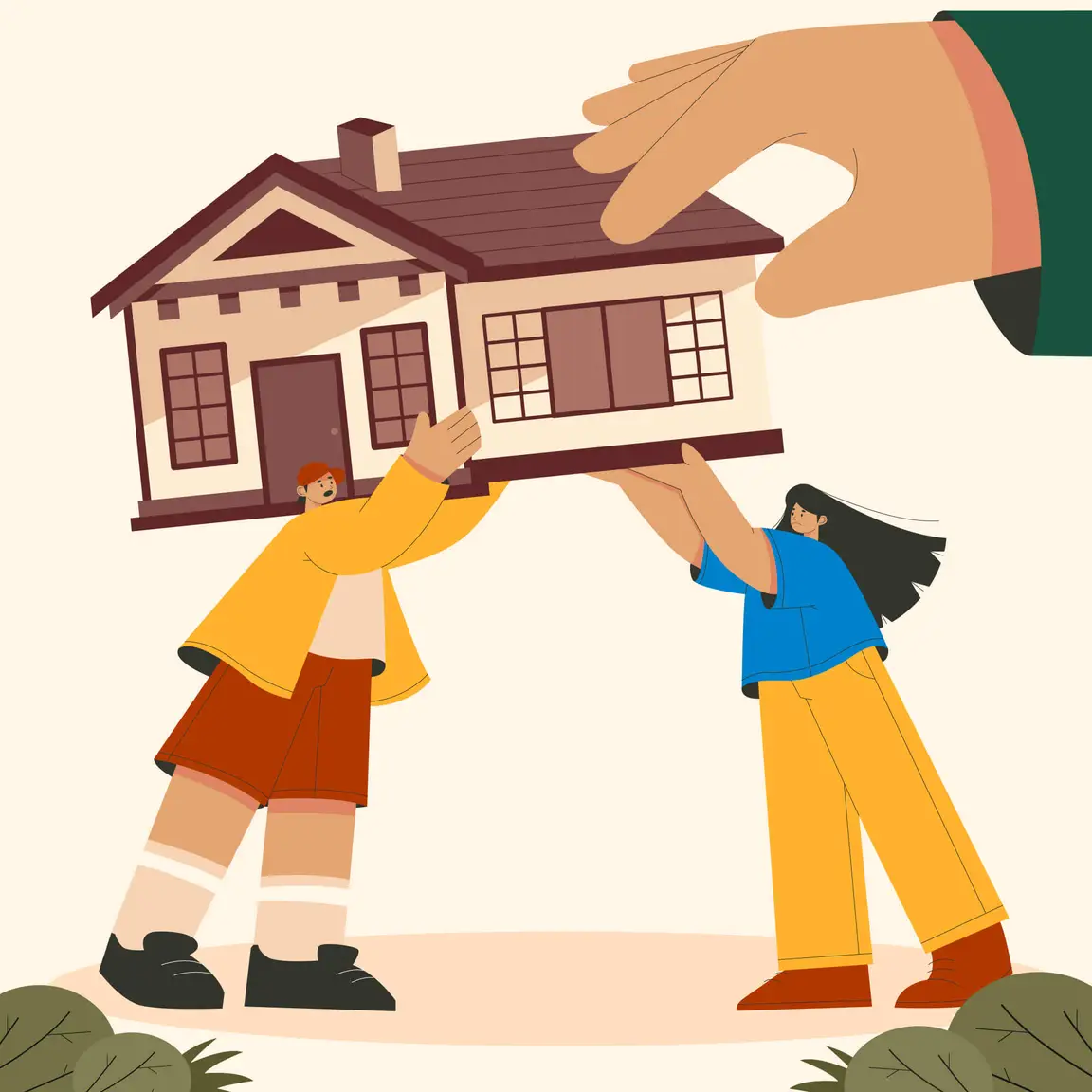 Two people getting a house