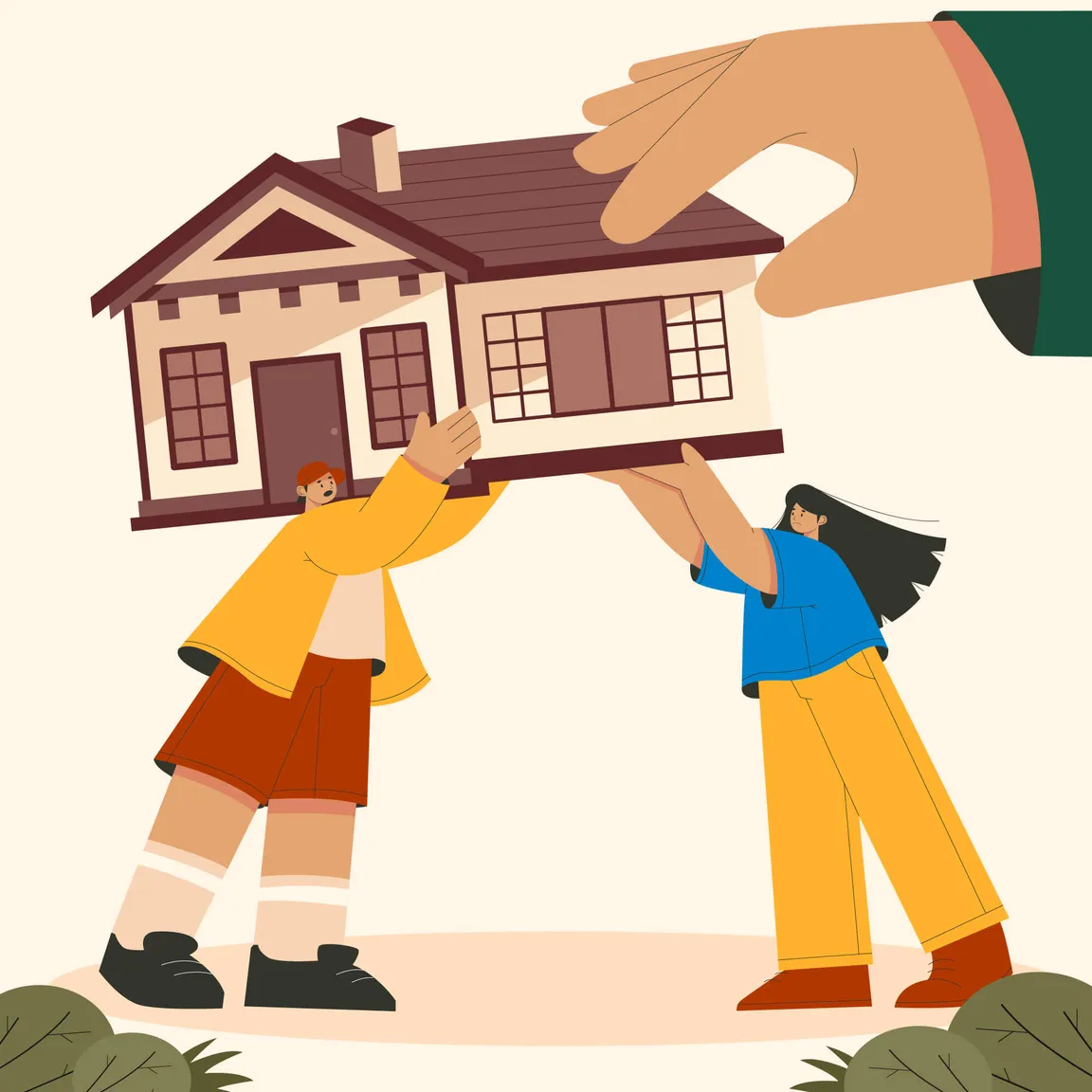 Two people getting a house