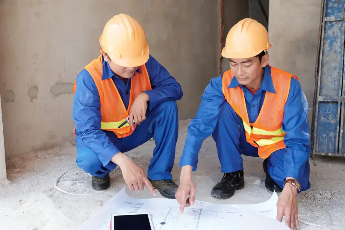 Two construction workers