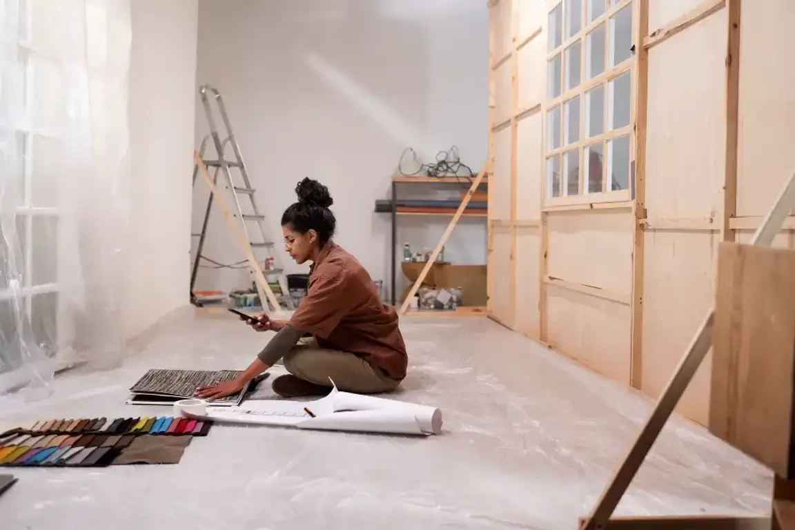 woman designing a home