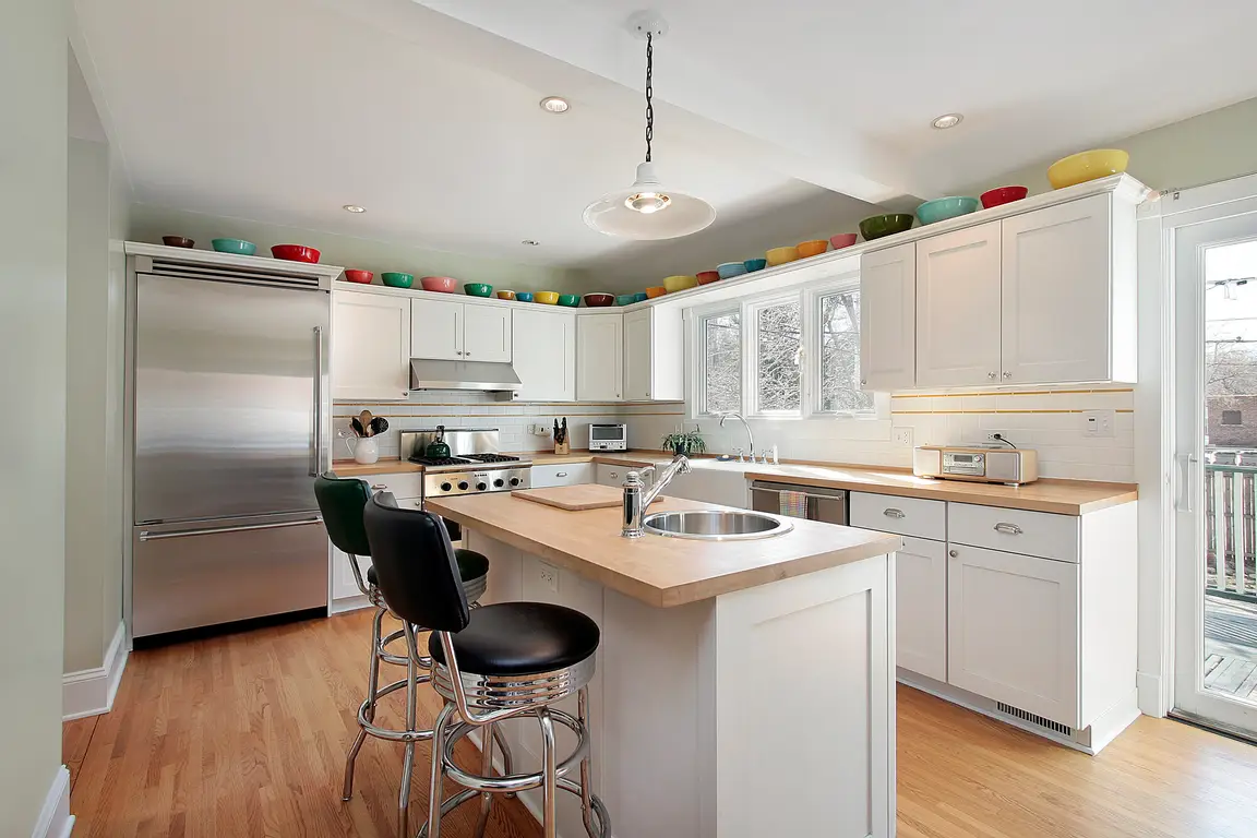 Kitchen with wood island