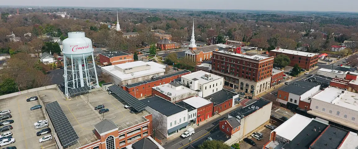 Downtown Concord, NC drone shot