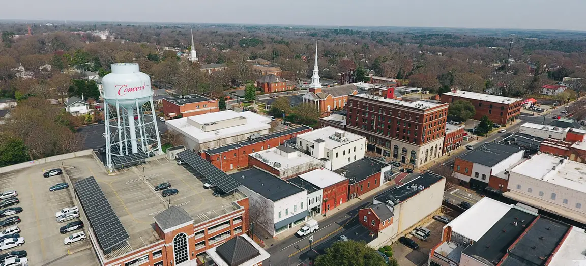 Downtown Concord, NC drone shot