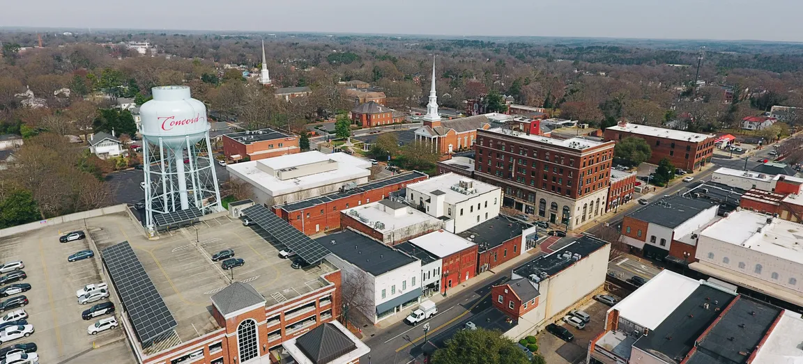 Downtown Concord, NC drone shot